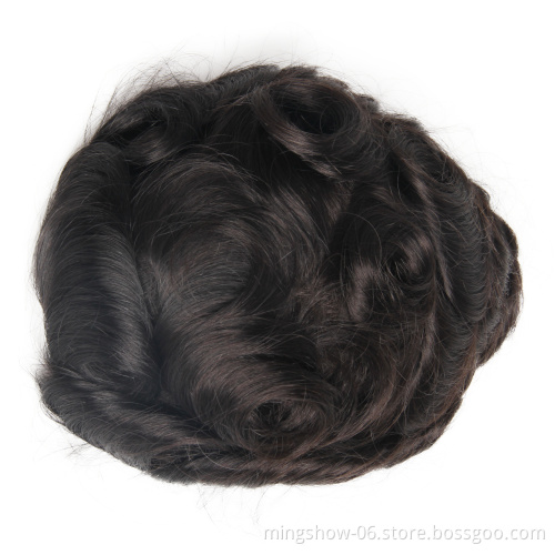 Full PU quality virgin human hair toupee black men, cheap hair piece toupee